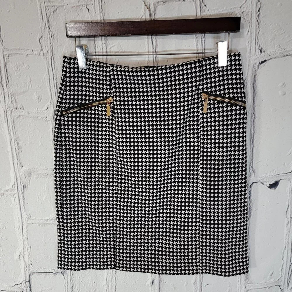 Alfani Women’s Black and White Houndstooth Pencil Skirt Career Office‎ Mini 8P